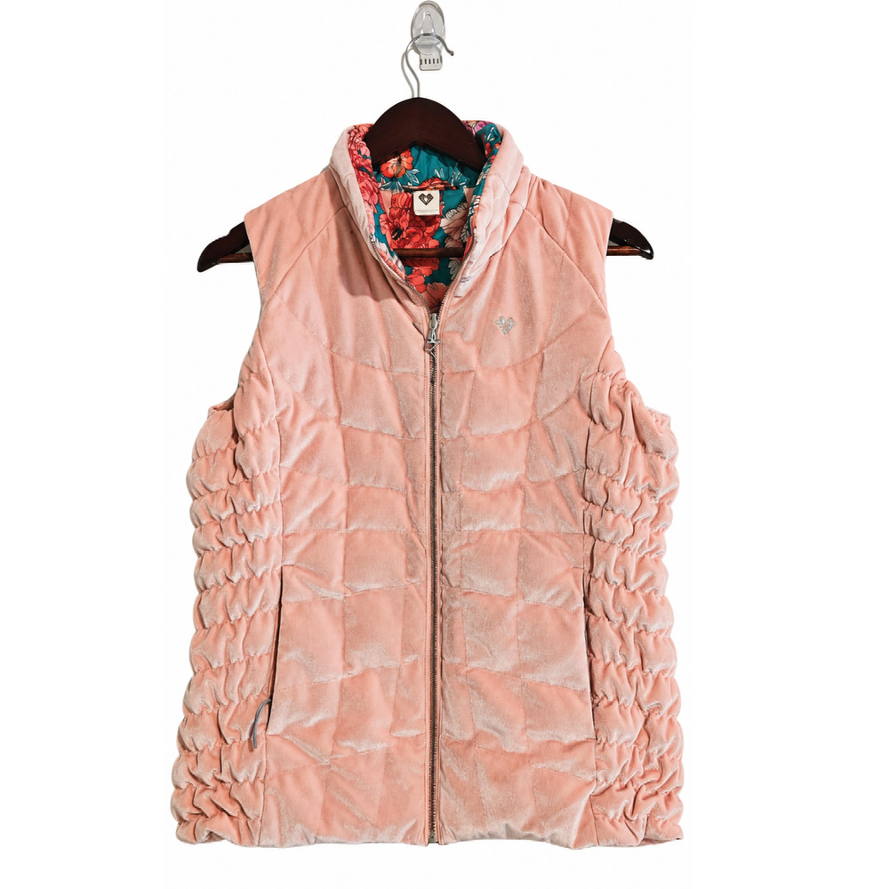Obermeyer Soleil II Women's Pink Velvet Reversible Down Puffer Vest Size M